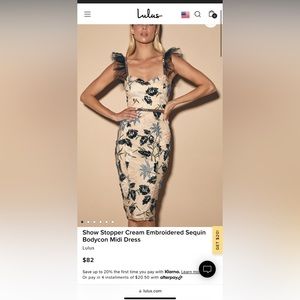 Lulu's Show Stopper Cream Embroidered Sequin
Bodycon Midi Dress